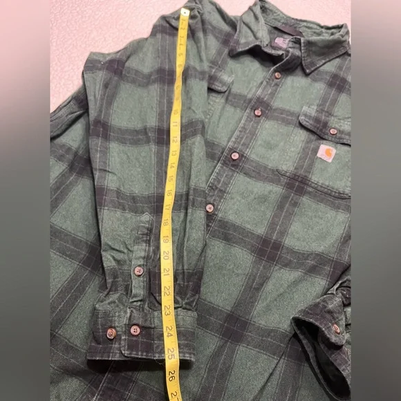 Carhartt Heavyweight Flannel Green Plaid Shirt Mens XXL - Picture 7 of 7